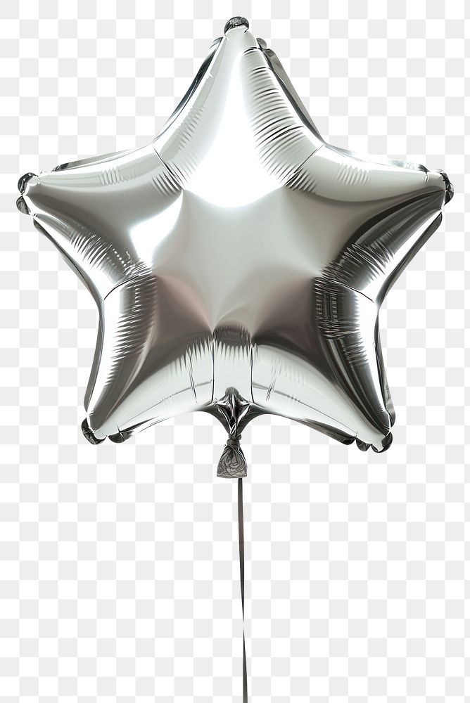 PNG Star-shaped balloon silver celebration decoration.