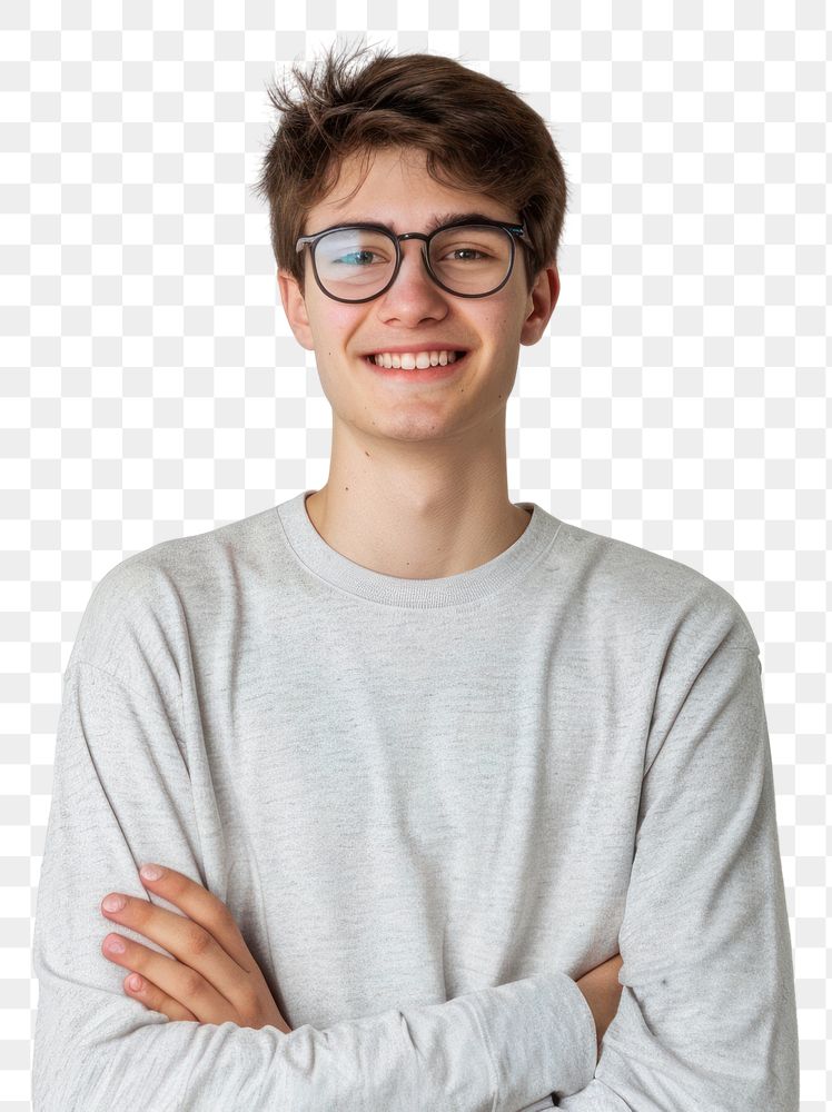 Smiling young man with glasses