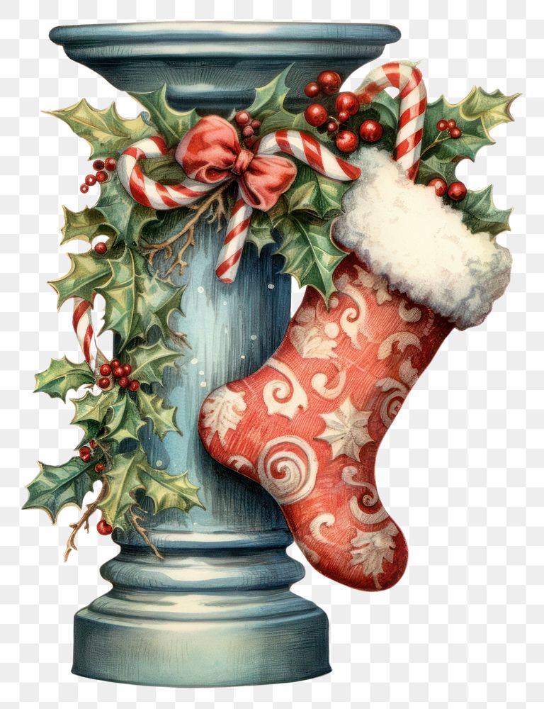 Christmas stocking white background celebration decoration. 