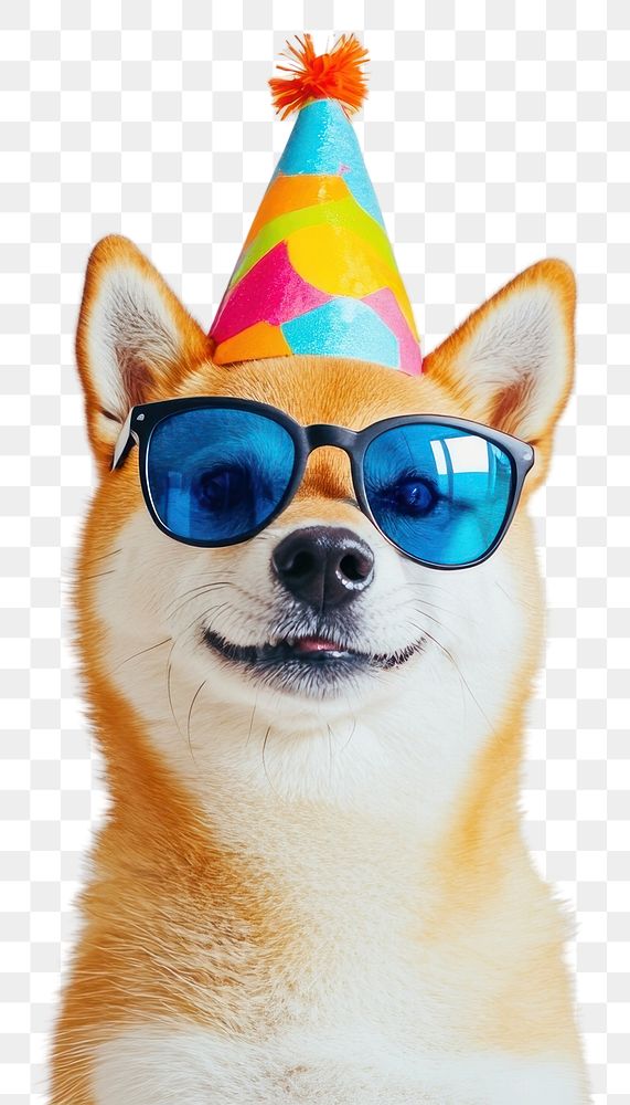 PNG  Party dog wearing sunglasses