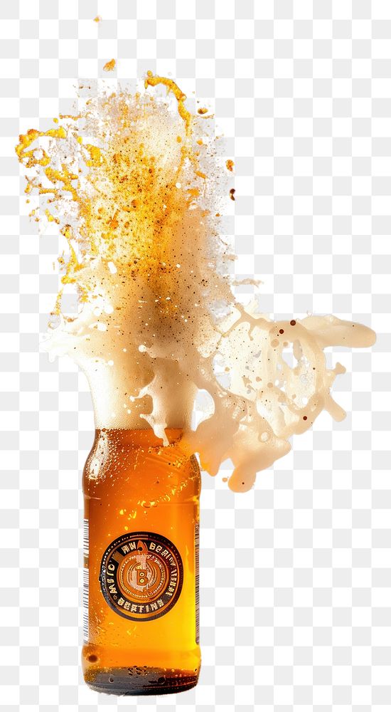 PNG Exploding beer bottle explosion beverage drink.