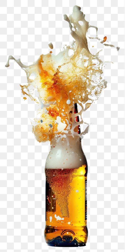 PNG Exploding beer glass bottle explosion splash.