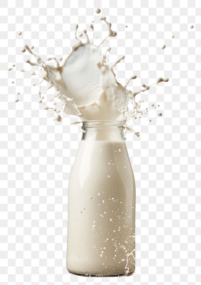 PNG Exploding milk bottle beverage drink dairy.