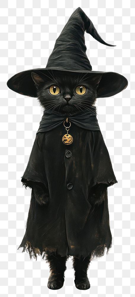 PNG A cat costumes wearing witch halloween theme animal human cute.