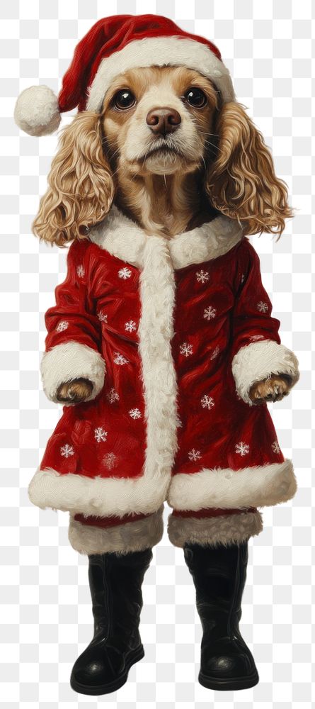 PNG Cocker spaniel costumes wearing christmas theme dress animal human pet.