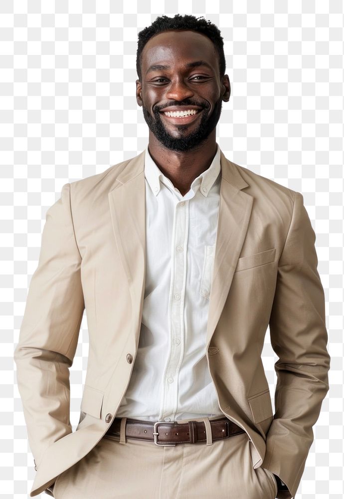 PNG Confident professional in beige suit