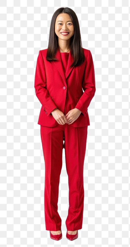 Confident woman in red suit