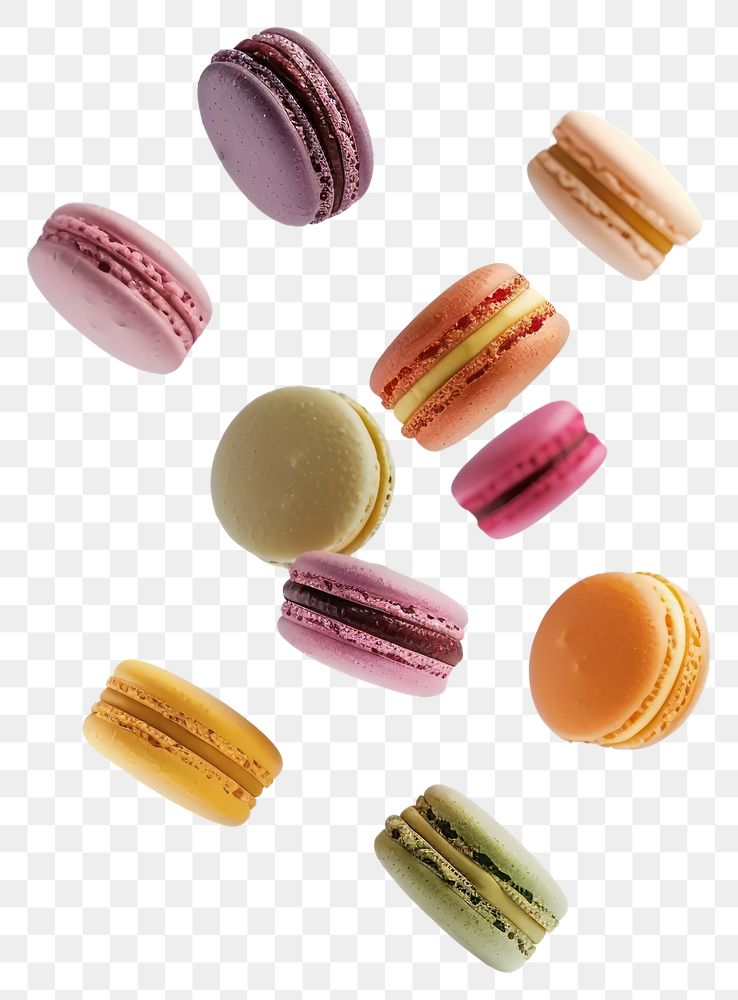 PNG Colorful French macarons floating