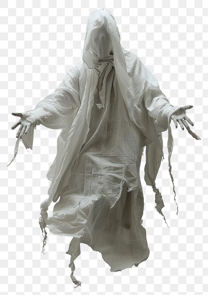 PNG Eerie ghostly figure in white