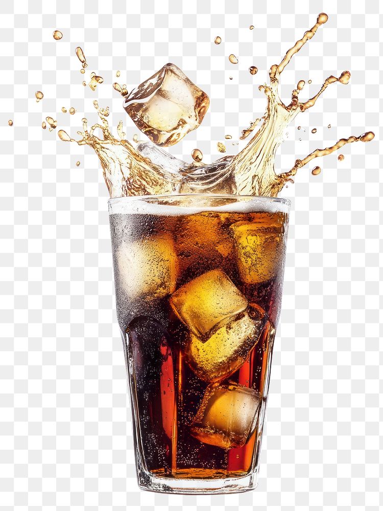 PNG Refreshing soda splash with ice