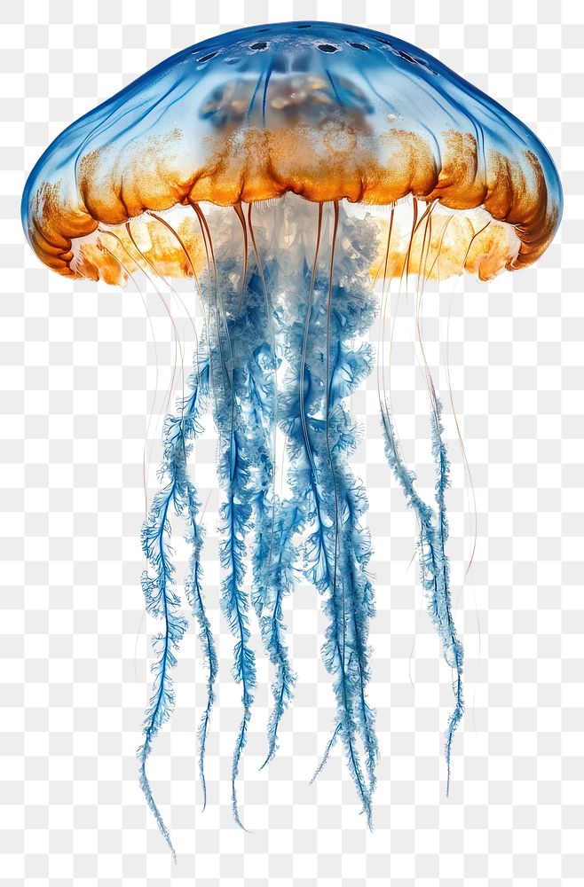 PNG Jellyfish animal orange blue.