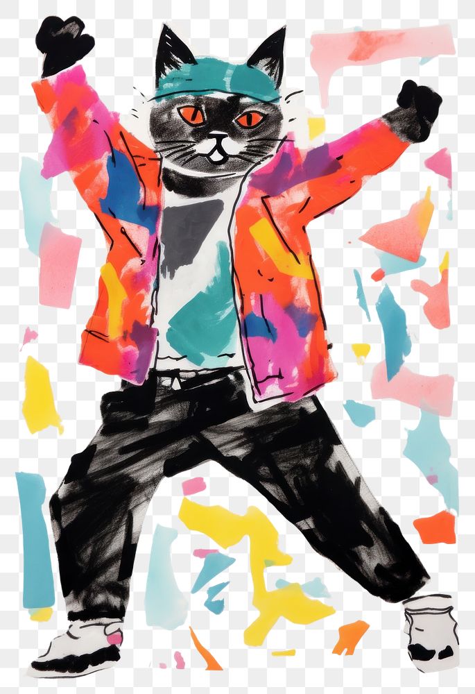 PNG Cat enjoy hip hop dancing painting mammal animal.