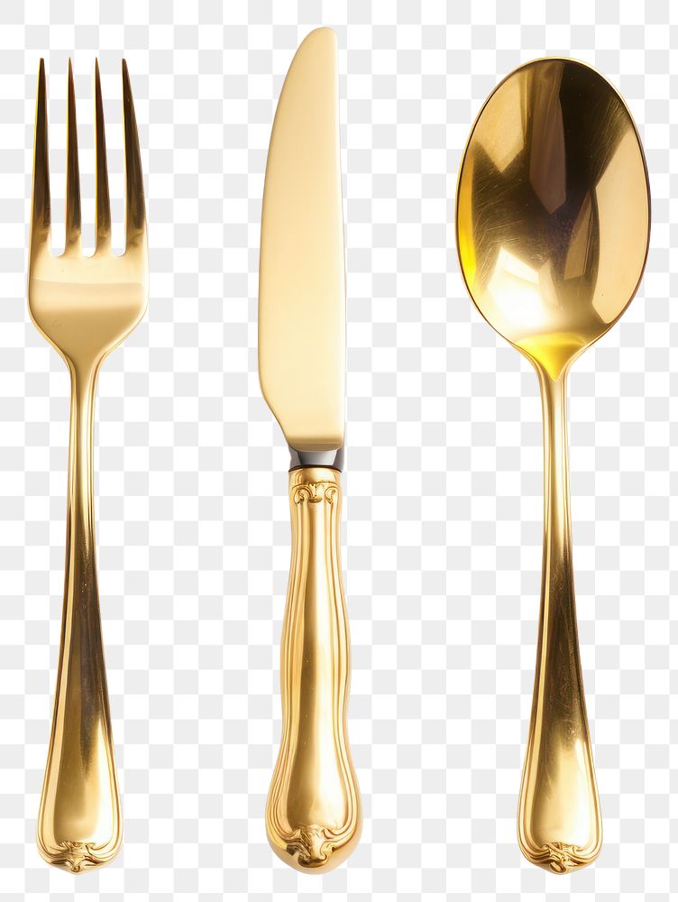 PNG Gold spoon knife fork. 