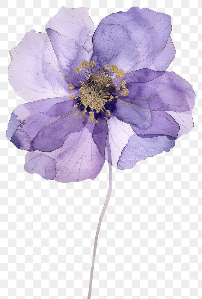 PNG Tiny purple flower anemone blossom anther.