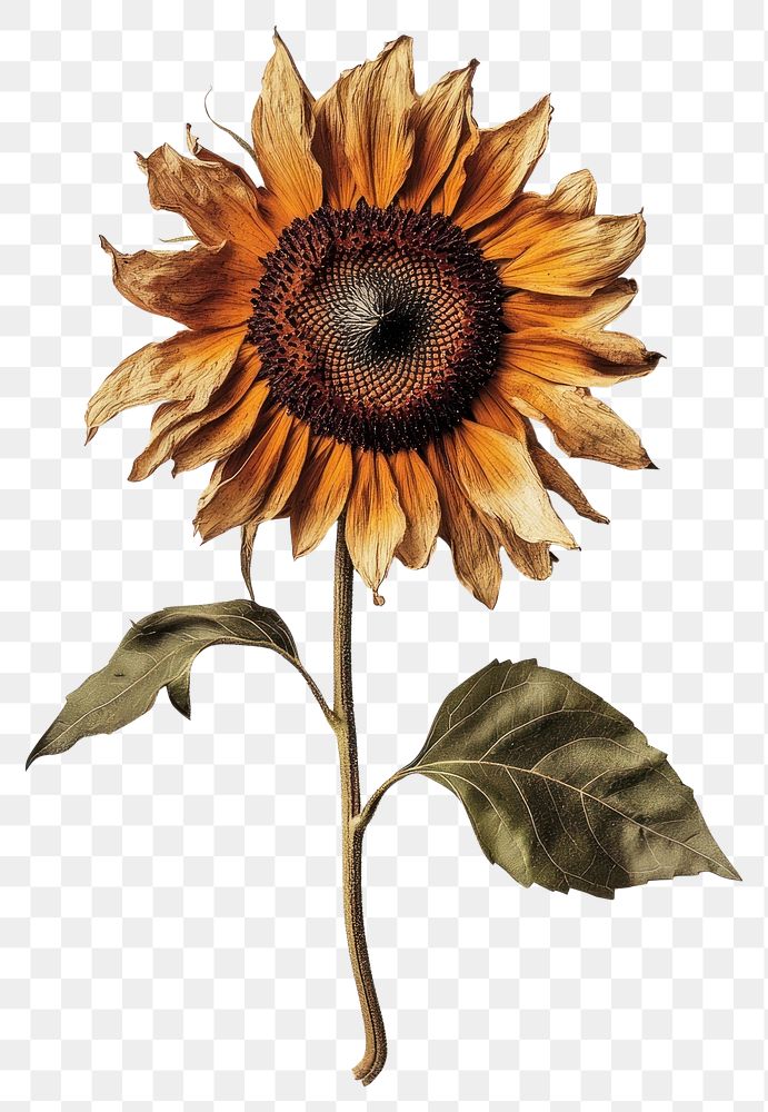 PNG Real Pressed a sunflower background dried white.