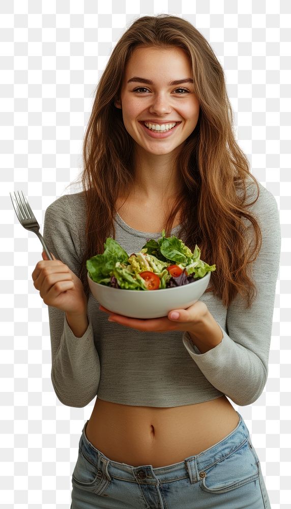 PNG Healthy young woman smiling holding happy.