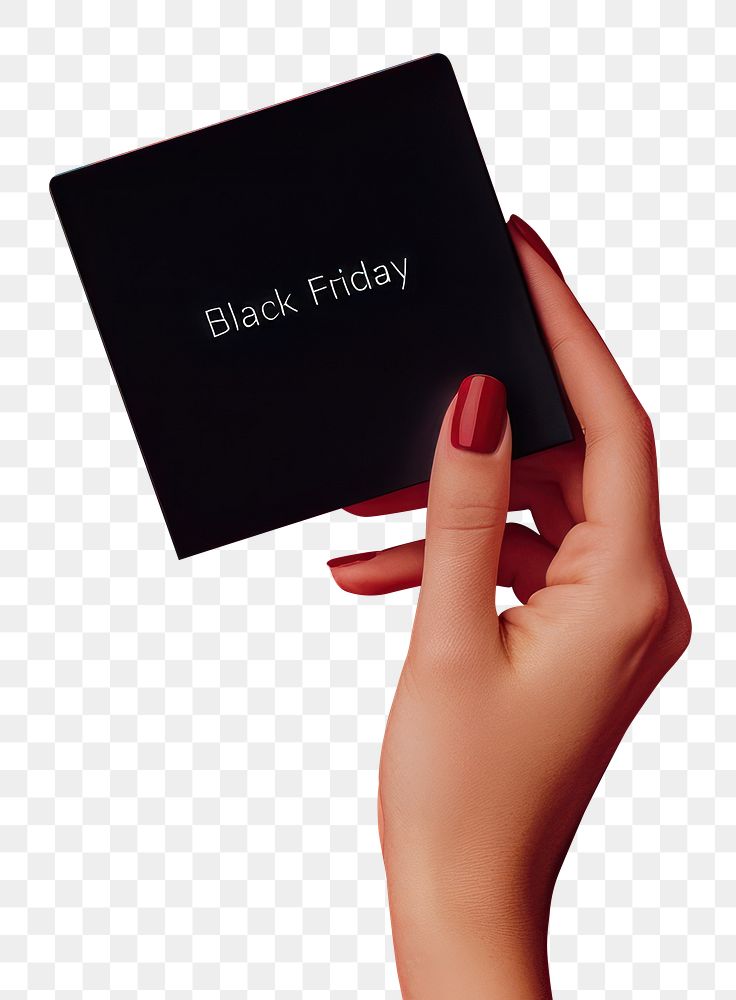 PNG Holding black paper background friday text.