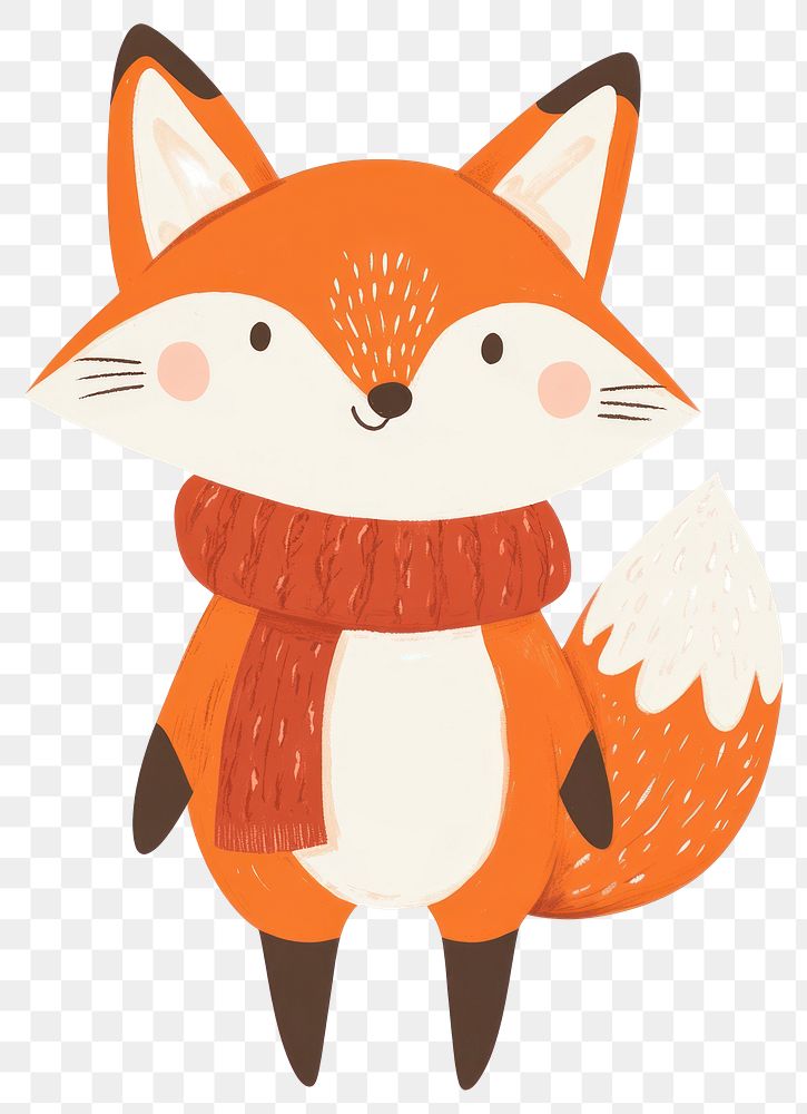 PNG Cute fox wearing winter outfit illustration animal woodland.