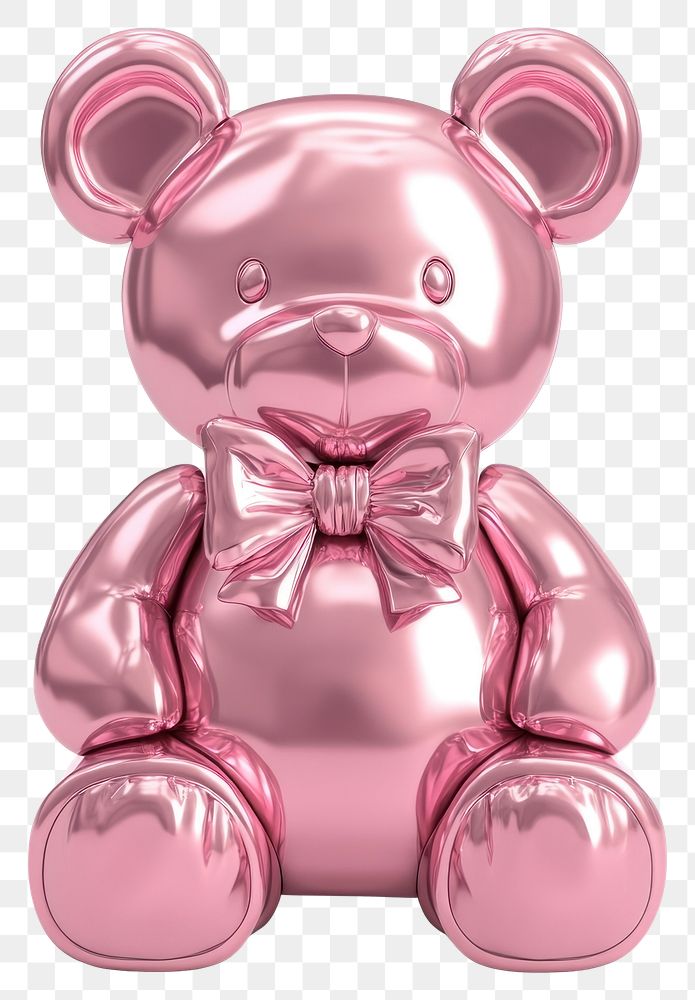 PNG Metallic coquette bear teddy pink toy.