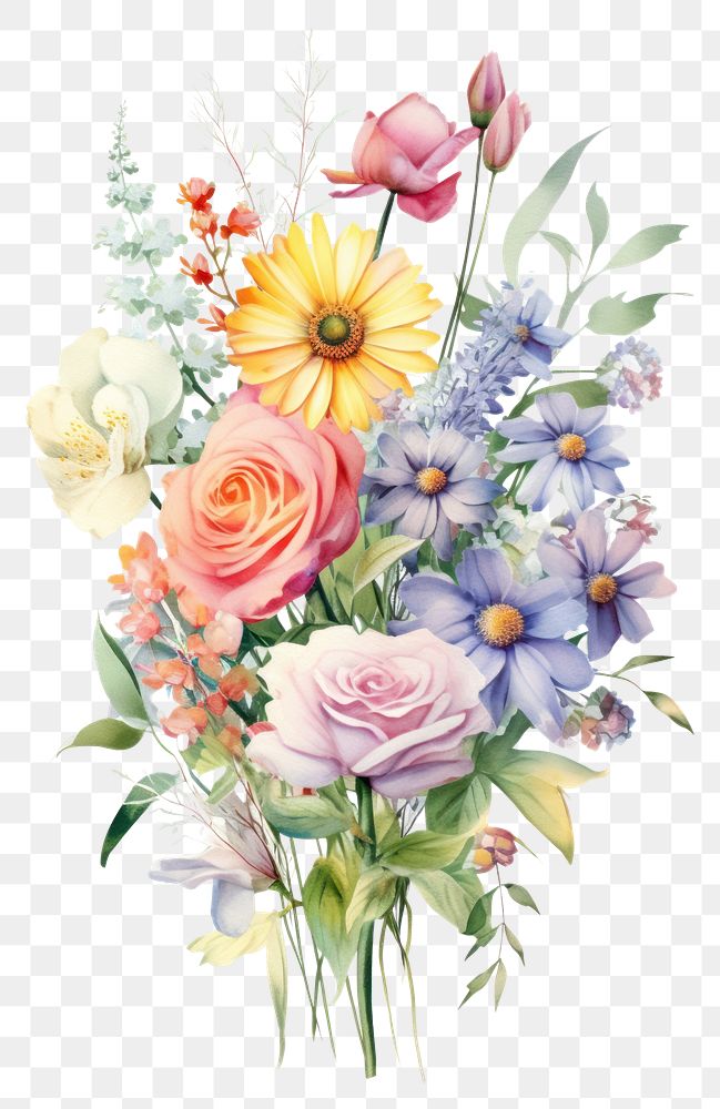 PNG Vibrant watercolor floral bouquet