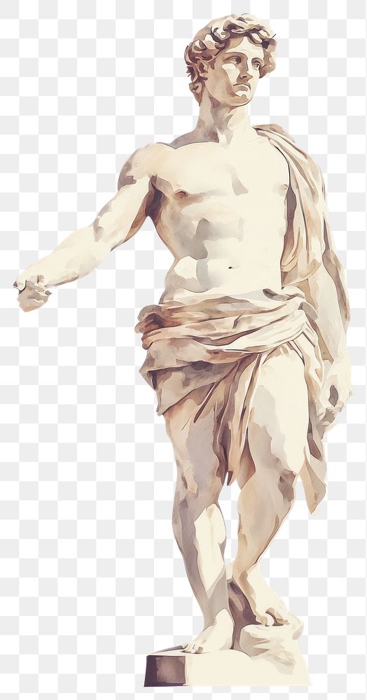 PNG An ancient angry Apollo painting statue art.