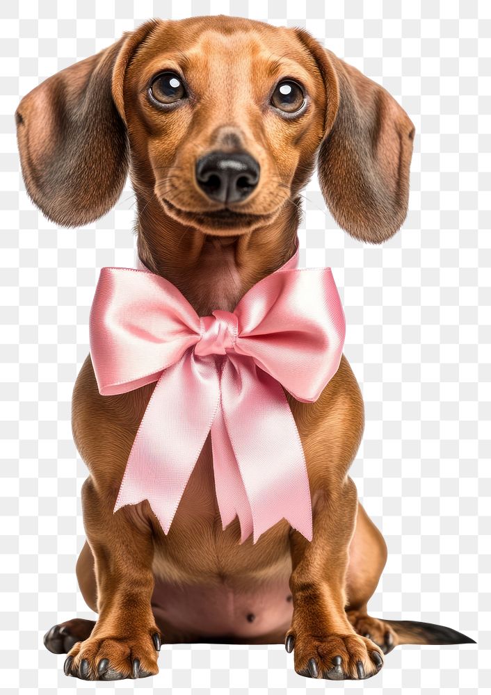 PNG Dachshund dog wears Ribbon bow for gift wrapping collar at wedding accessories accessory dachshund.