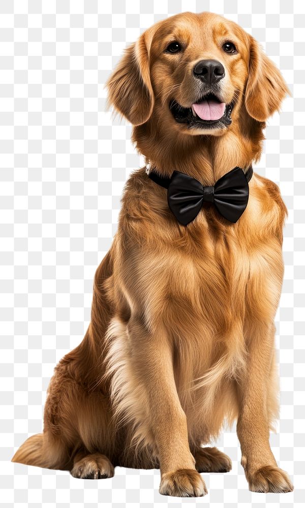 PNG Golden Retriever wears black bow collar at wedding retriever golden bowtie.