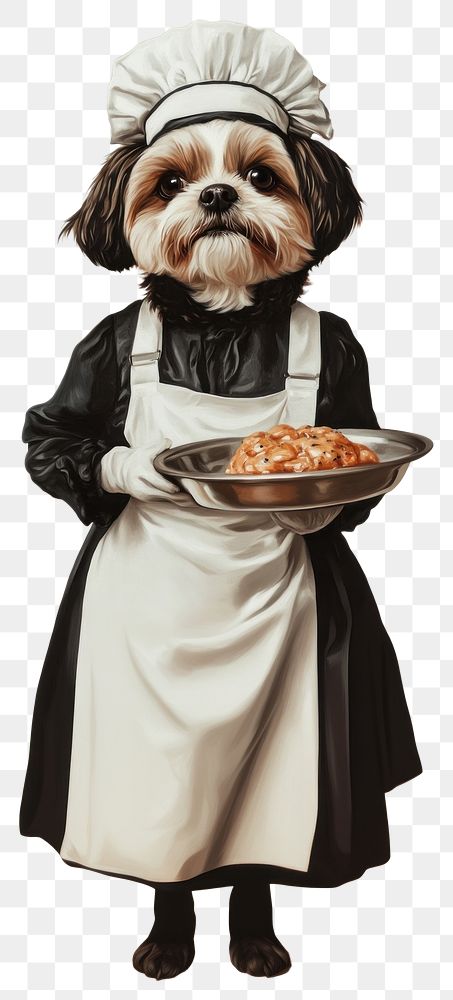 PNG Shih Tzu dog costumes wearing waitress animal human bread.