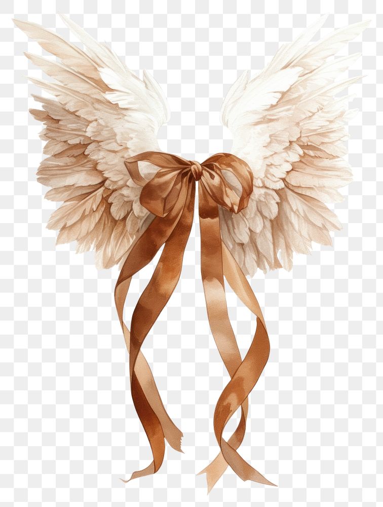 PNG Brown coquette angel tied illustration ribbon art.