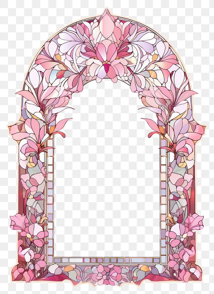 PNG Arch art nouveauand Floral frame decorative mirror floral.