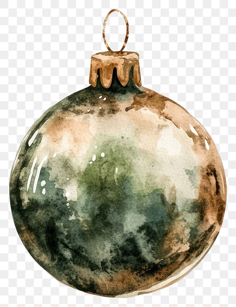 PNG Green Christmas Ornament ornament illustration watercolor.