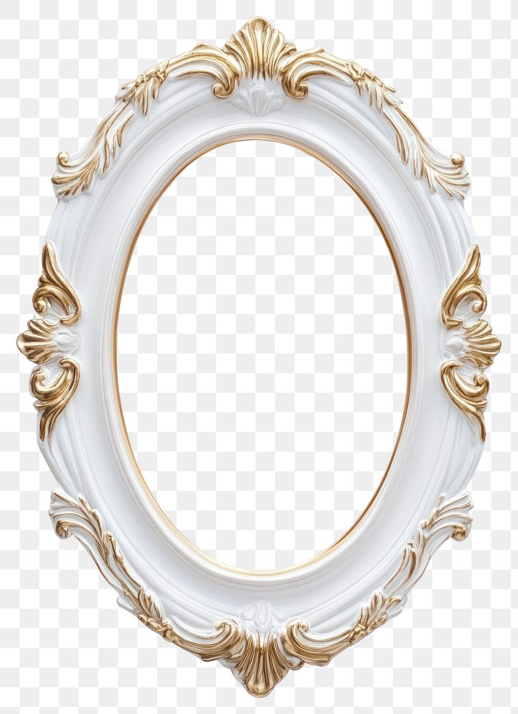 PNG Oval white and gold photo oval vintage.