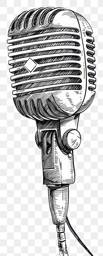 PNG Hand drawn of Microphone microphone drawing white.