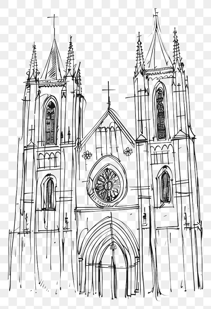 PNG Hand drawn of Cathedal drawing architecture cathedral.