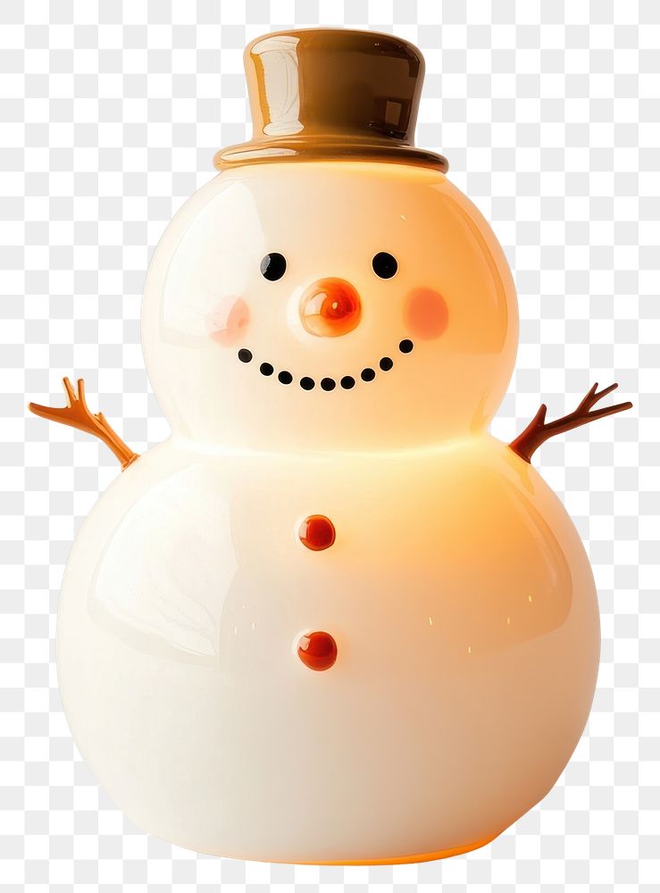 PNG Snowman lamp winter cute decoration.