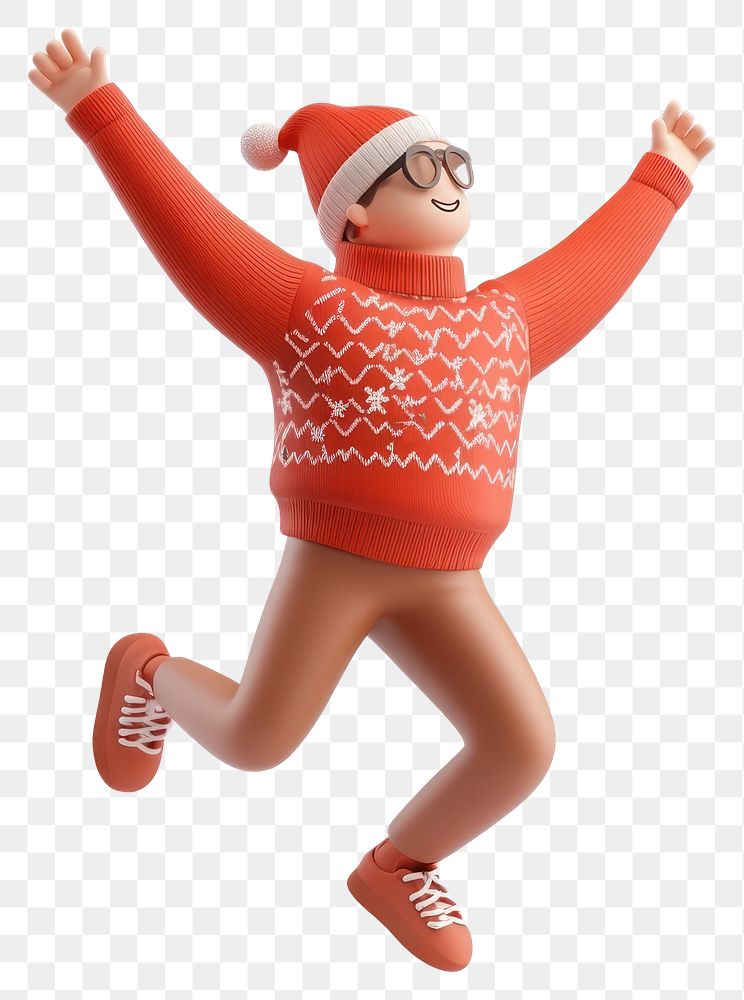 PNG Man wearing Christmas sweater illustration clothing person.