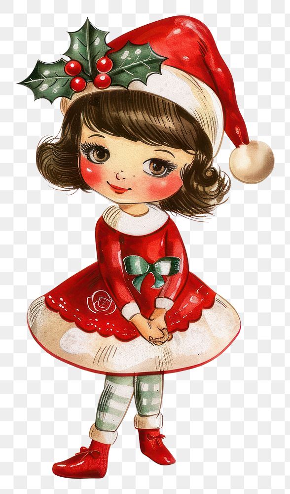 PNG Christmas a girl Holding Hands illustration christmas character.