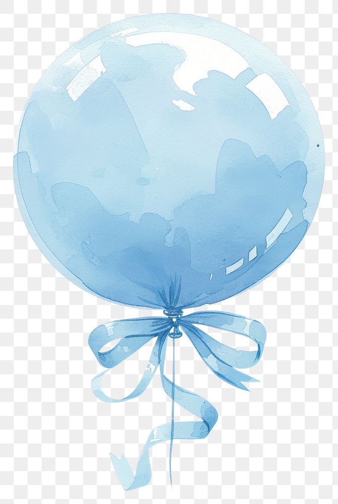 PNG Blue coquette balloon illustration watercolor ribbon.