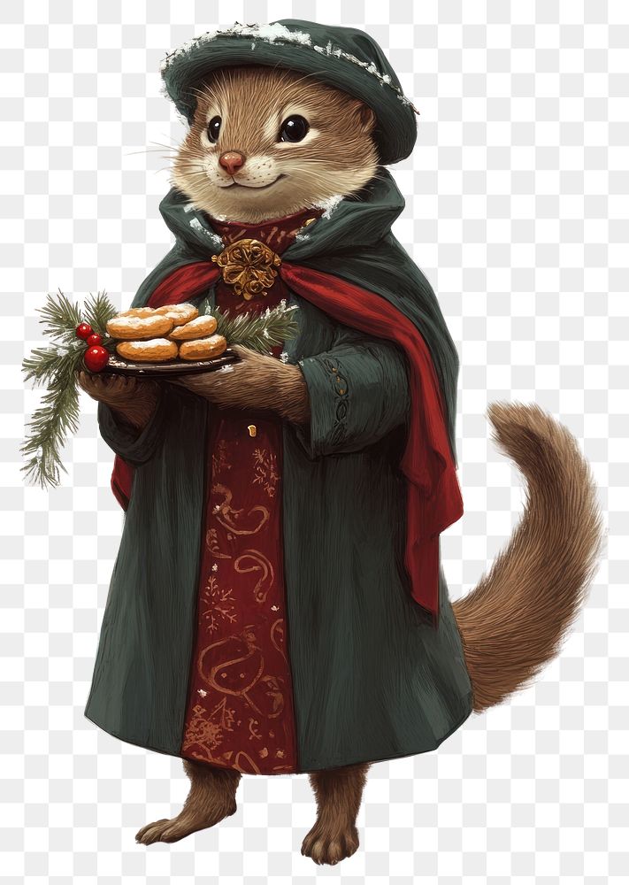 PNG Weasel animal illustration christmas.