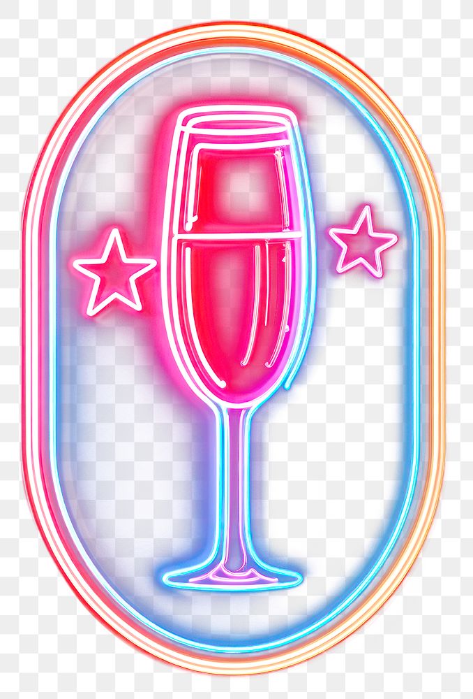 PNG Glass neon celebration champagne.