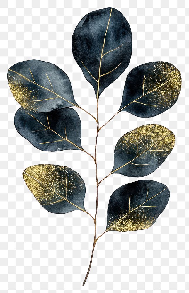 PNG Jet black eucalyptus leaf gold art invertebrate.