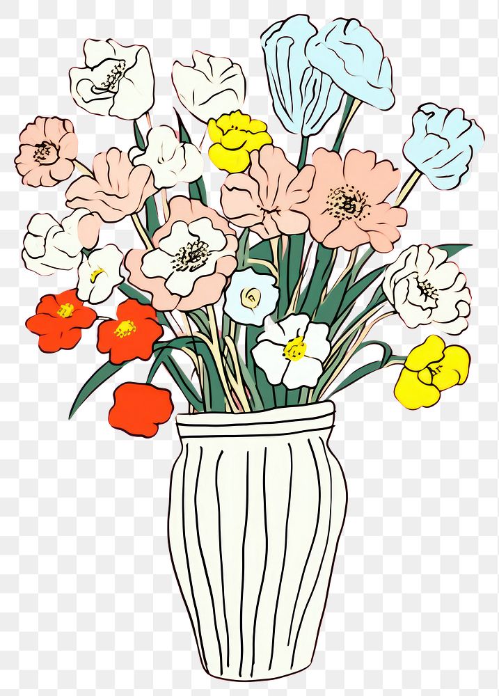 PNG Flower bouquet drawing art cartoon.