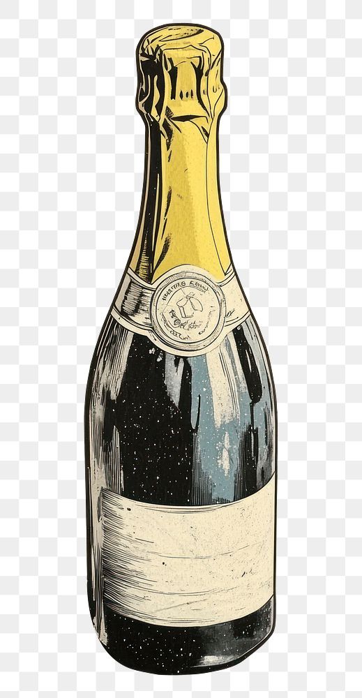 PNG A champagne bottle illustration beverage wine.