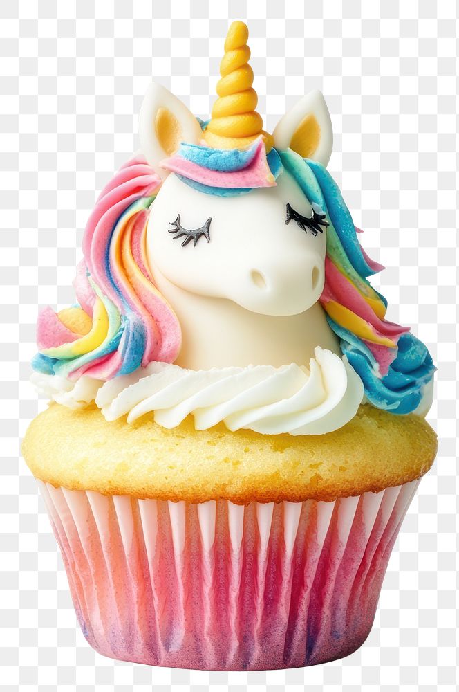 PNG An isolated unicorn cupcake dessert food decorative.