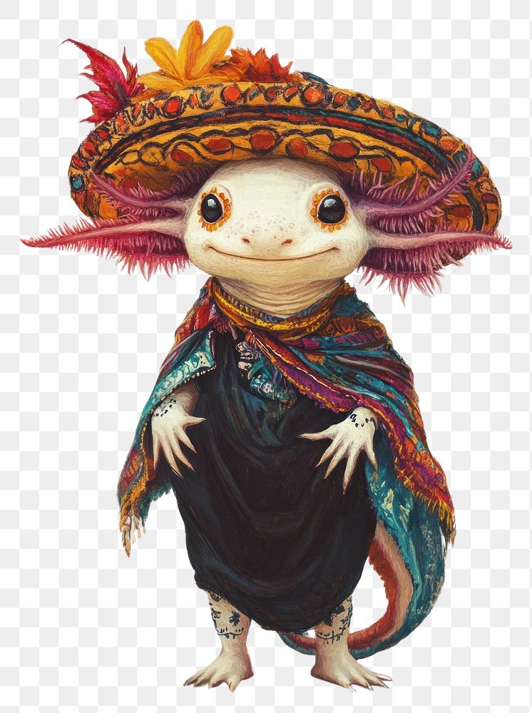 PNG Axolotl in a Mexican Day of the Dead costume with face paint axolotl mexican animal.