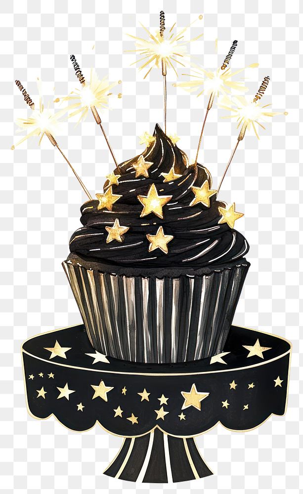 PNG Cupcake illustration sparkler dessert.