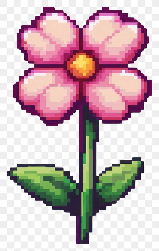 PNG Pixel art image of flower pattern design style.