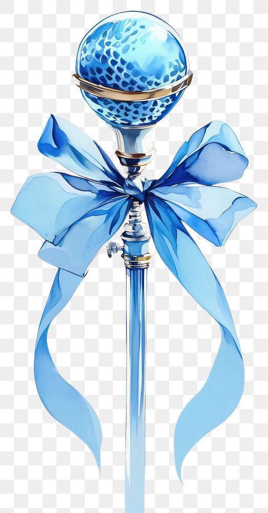 PNG Blue coquette microphone illustration ribbon blue ribbon.