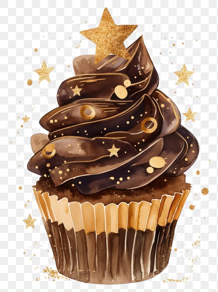 PNG New year cupcake illustration dessert chocolate.