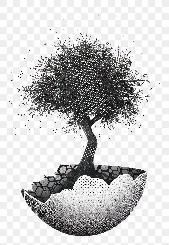 PNG A tree growing from a cracked egg art illustration illustrated.